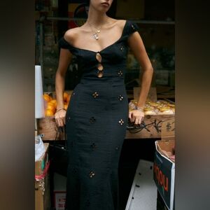 Commense Black Cutout Midi Dress